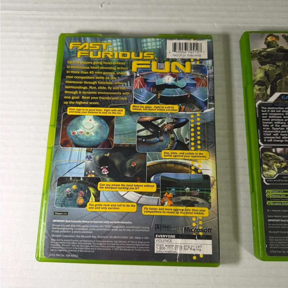 Xbox Classic Lot Of 2 Games Fuzion Frenzy and Halo 2 Tested